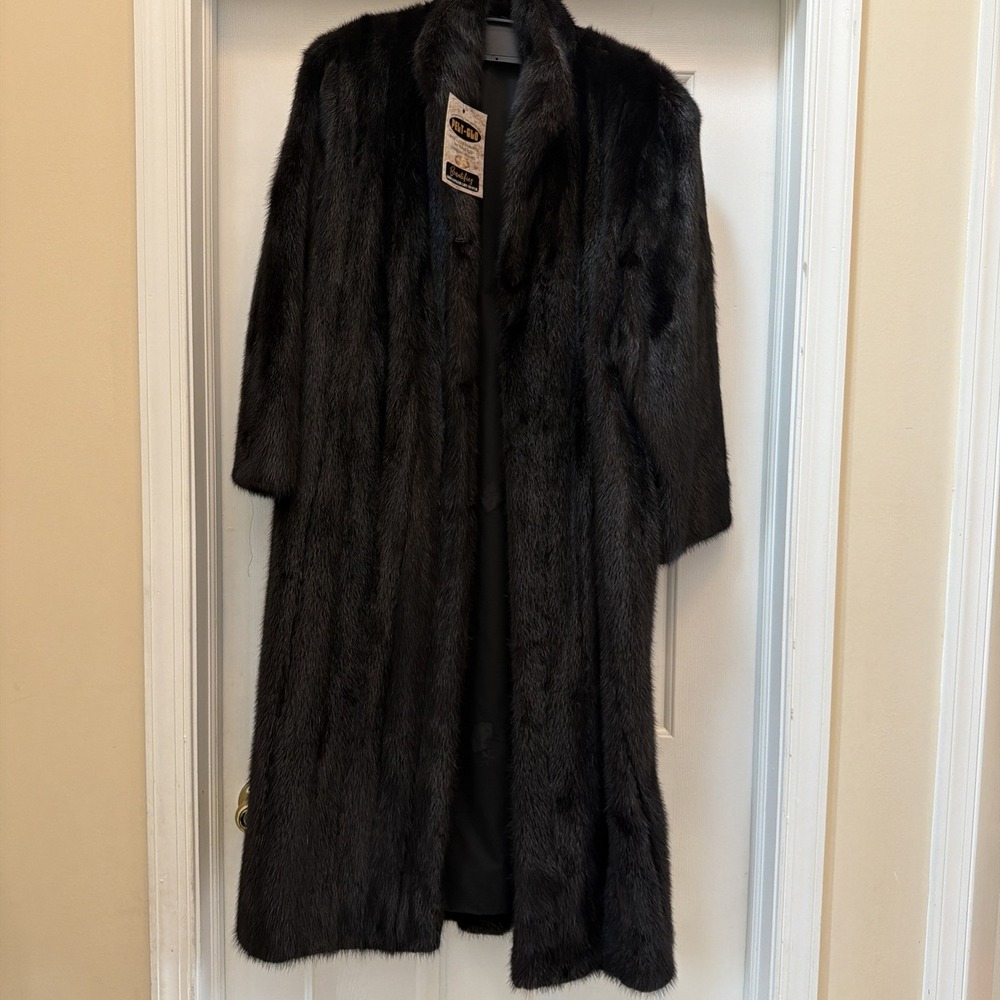Vtg Full Length Dark Ranch‎ Mink Fur Coat Professionally Cleaned Stored Large